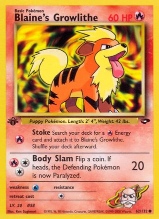 Blaine's Growlithe (62) [Gym Challenge] 1st Edition - Deck Out Gaming
