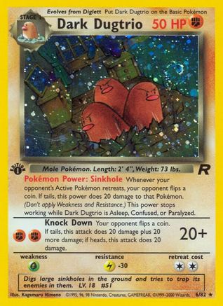 Dark Dugtrio (6) (6) [Team Rocket] 1st Edition Holofoil - Deck Out Gaming