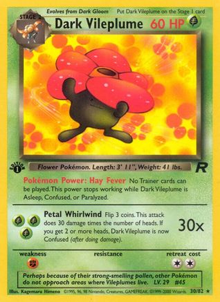 Dark Vileplume (30) (30) [Team Rocket] 1st Edition - Deck Out Gaming