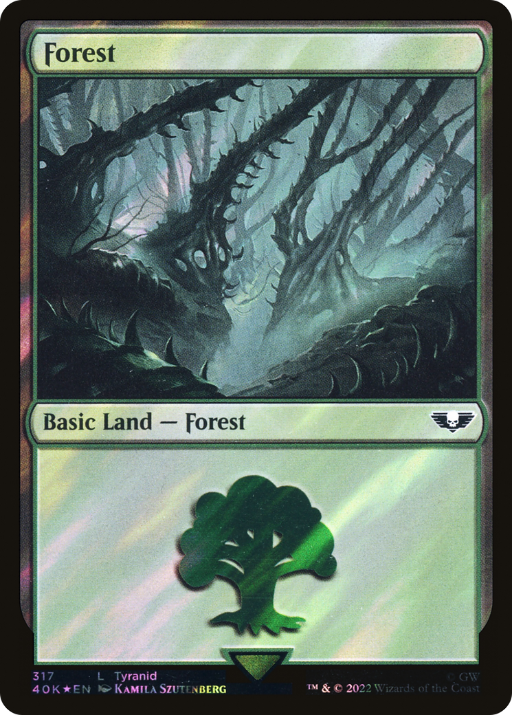 Forest (317) (Surge Foil) (317) [Warhammer 40,000 Commander] foil - Deck Out Gaming