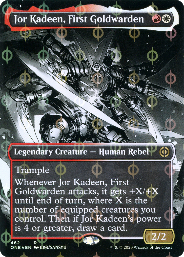 Jor Kadeen, First Goldwarden (Borderless) (Step-and-Compleat Foil) (462) [Phyrexia: All Will Be One] foil - Deck Out Gaming