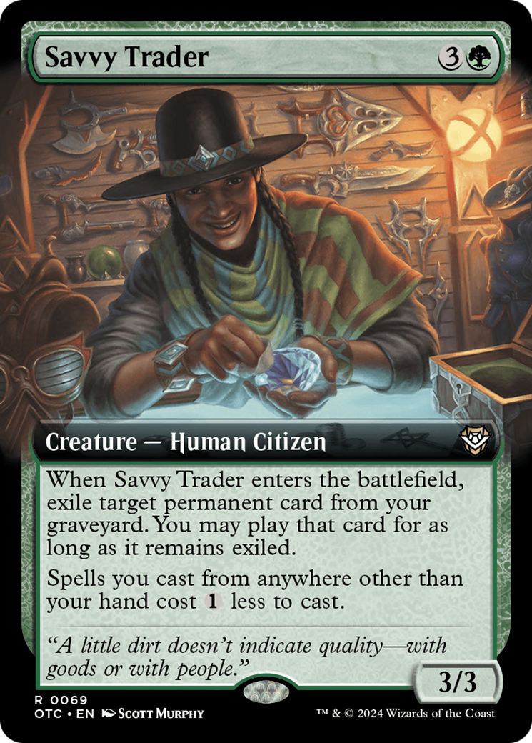 Savvy Trader (Extended Art) (69) [Outlaws of Thunder Junction Commander] - Deck Out Gaming