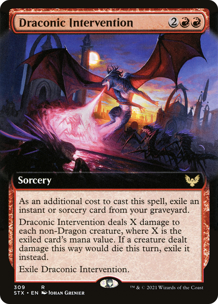 Draconic Intervention (Extended Art) (309) [Strixhaven: School of Mages] foil - Deck Out Gaming