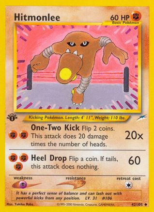 Hitmonlee (42) [Neo Destiny] 1st Edition - Deck Out Gaming