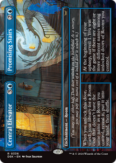 Central Elevator // Promising Stairs (Borderless) (336) [Duskmourn: House of Horror] foil - Deck Out Gaming