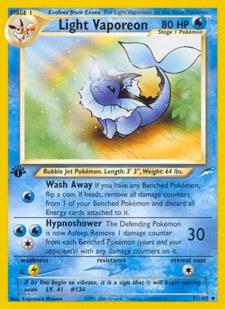 Light Vaporeon (52) [Neo Destiny] 1st Edition - Deck Out Gaming