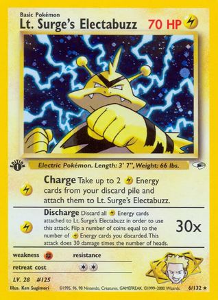 Lt. Surge's Electabuzz (6) (6) [Gym Heroes] 1st Edition Holofoil - Deck Out Gaming