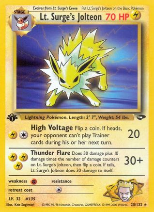 Lt. Surge's Jolteon (28) [Gym Challenge] 1st Edition - Deck Out Gaming