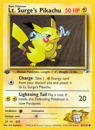 Lt. Surge's Pikachu (81) [Gym Heroes] 1st Edition - Deck Out Gaming