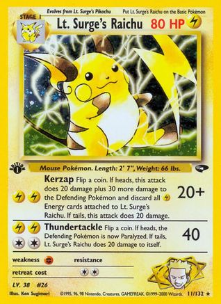 Lt. Surge's Raichu (11) [Gym Challenge] 1st Edition Holofoil - Deck Out Gaming