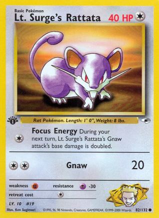 Lt. Surge's Rattata (82) [Gym Heroes] 1st Edition - Deck Out Gaming