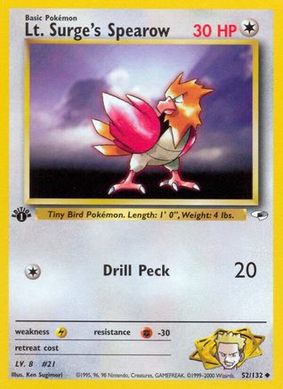 Lt. Surge's Spearow (52) (52) [Gym Heroes] 1st Edition - Deck Out Gaming