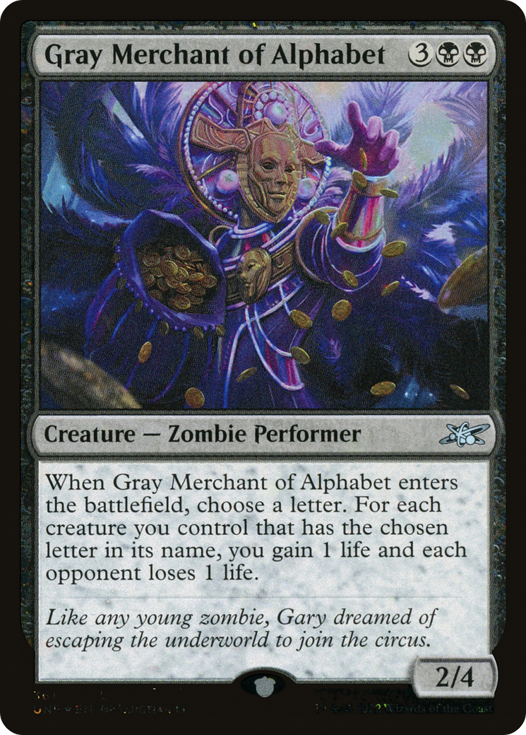 Gray Merchant of Alphabet (Galaxy Foil) (361) [Unfinity] foil - Deck Out Gaming