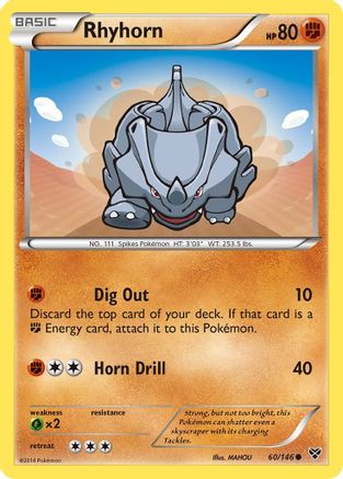 Rhyhorn (60) [XY Base Set] Reverse Holofoil - Deck Out Gaming