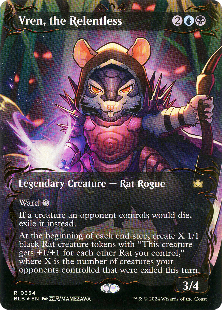 Vren, the Relentless (Borderless) (Raised Foil) (354) [Bloomburrow] foil - Deck Out Gaming