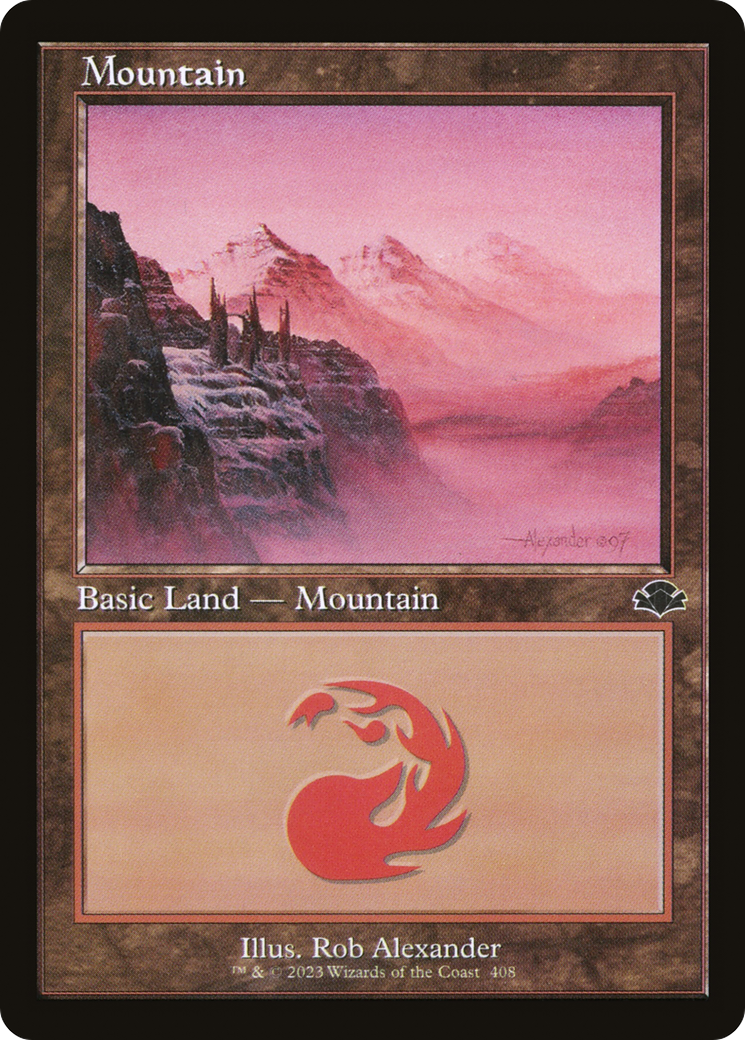 Mountain (408) (Retro Frame) (408) [Dominaria Remastered] - Deck Out Gaming