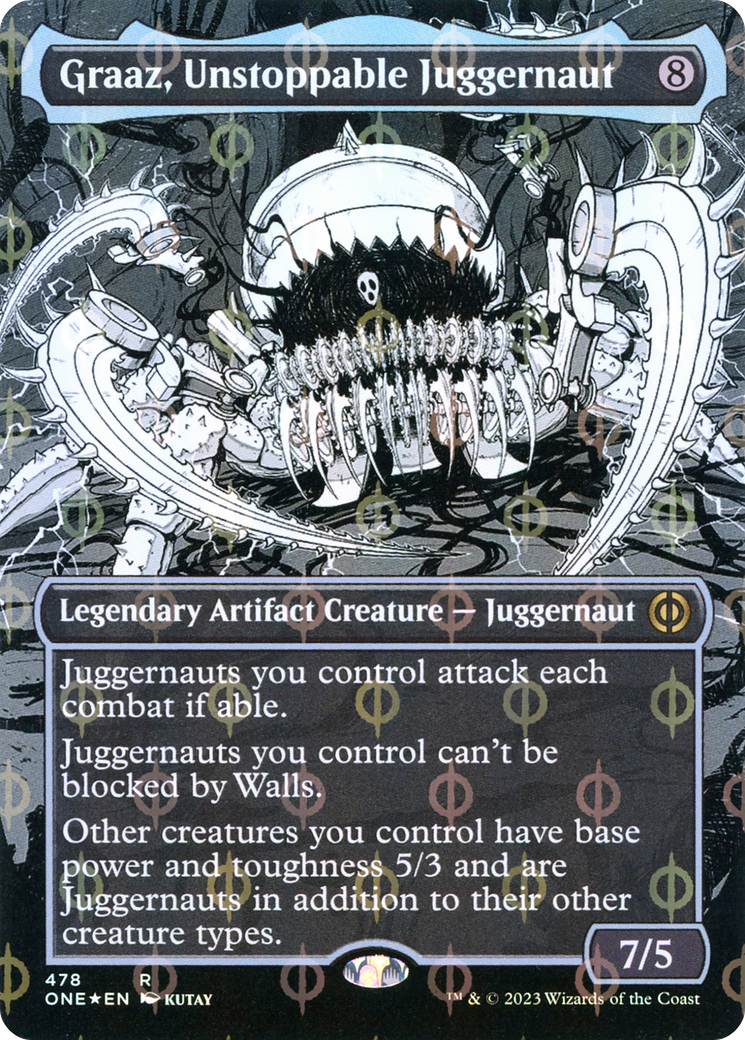 Graaz, Unstoppable Juggernaut (Borderless) (Step-and-Compleat Foil) (478) [Phyrexia: All Will Be One] foil - Deck Out Gaming