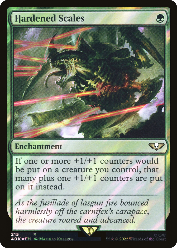 Hardened Scales (Surge Foil) (215) [Warhammer 40,000 Commander] foil - Deck Out Gaming