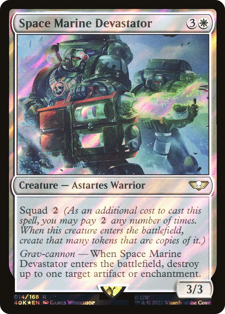 Space Marine Devastator (Surge Foil) (14) [Warhammer 40,000 Commander] foil - Deck Out Gaming
