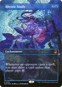 Rhystic Study (Anime Borderless) (Confetti Foil) (91) [Wilds of Eldraine: Enchanting Tales] foil - Deck Out Gaming