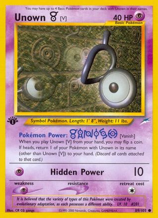 Unown [V] (89) [Neo Destiny] 1st Edition - Deck Out Gaming
