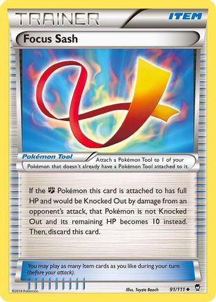 Focus Sash (91) [XY - Furious Fists] Reverse Holofoil - Deck Out Gaming