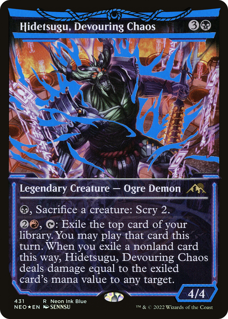 Hidetsugu, Devouring Chaos (Neon Blue) (431) [Kamigawa: Neon Dynasty] foil - Deck Out Gaming