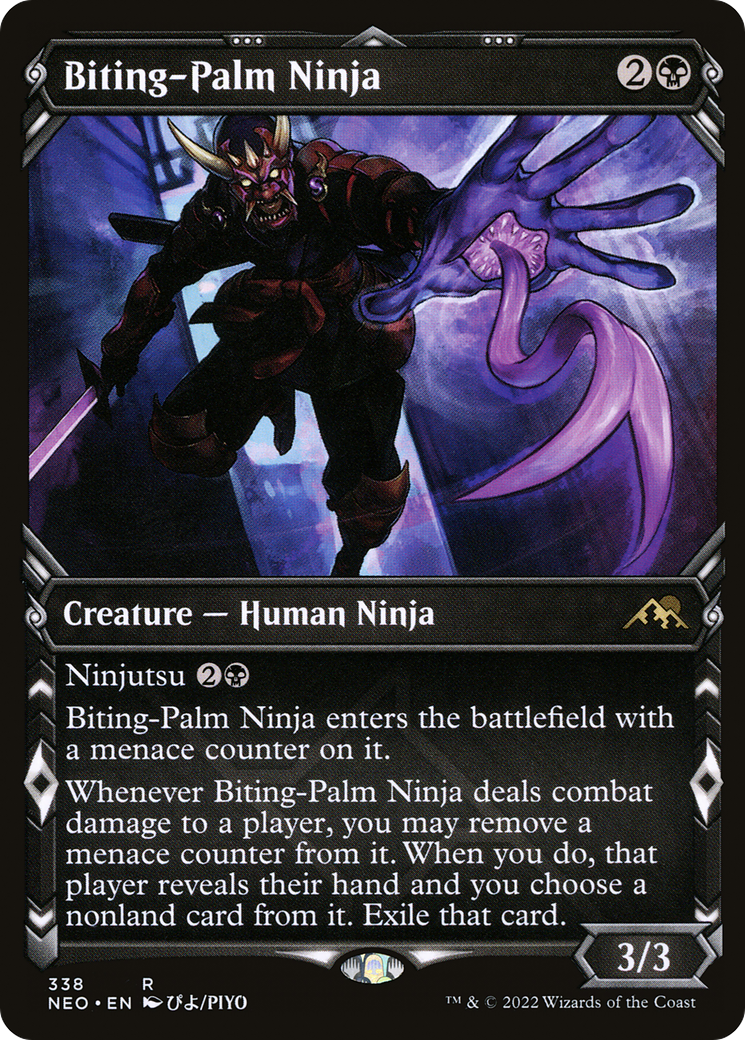 Biting-Palm Ninja (Showcase) (338) [Kamigawa: Neon Dynasty] foil - Deck Out Gaming