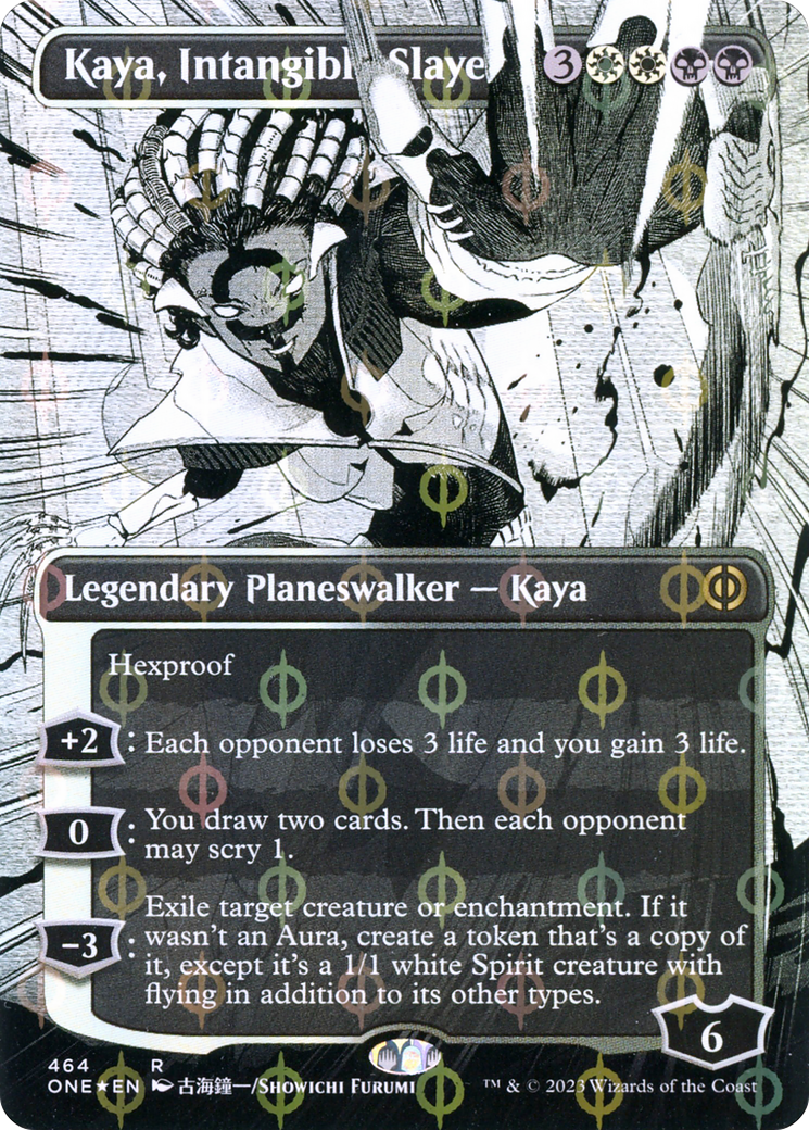 Kaya, Intangible Slayer (Borderless) (Step-and-Compleat Foil) (464) [Phyrexia: All Will Be One] foil - Deck Out Gaming