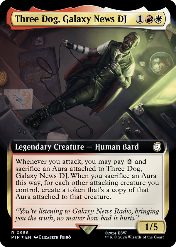 Three Dog, Galaxy News DJ (Extended Art) (Surge Foil) (958) [Fallout] foil - Deck Out Gaming