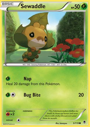 Sewaddle (5) [XY - Phantom Forces] Reverse Holofoil - Deck Out Gaming