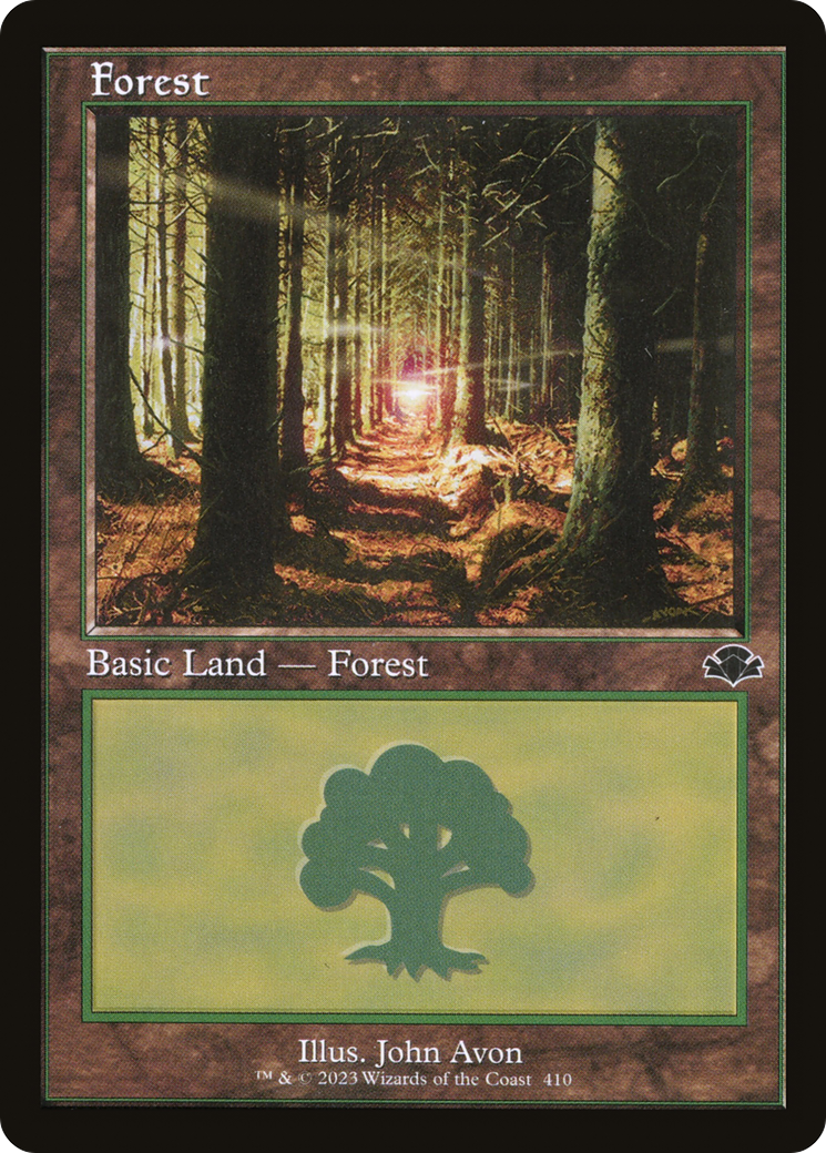 Forest (410) (Retro Frame) (410) [Dominaria Remastered] - Deck Out Gaming