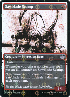 Sawblade Scamp (Showcase) (Step-and-Compleat Foil) (447) [Phyrexia: All Will Be One] foil - Deck Out Gaming