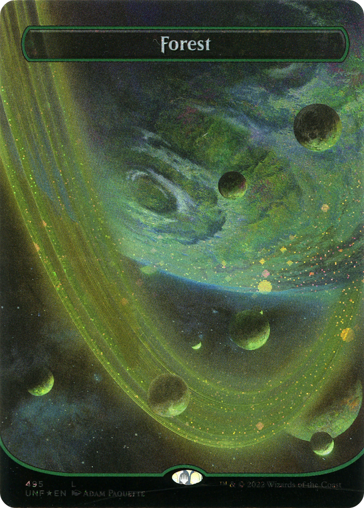 Forest (495) (Borderless) (Galaxy Foil) (495) [Unfinity] foil - Deck Out Gaming