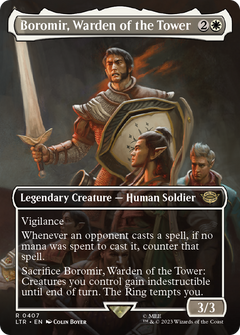 Boromir, Warden of the Tower (Borderless) (407) [The Lord of the Rings: Tales of Middle-earth] foil - Deck Out Gaming