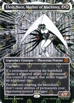 Elesh Norn, Mother of Machines (Borderless) (Step-and-Compleat Foil) (419) [Phyrexia: All Will Be One] foil - Deck Out Gaming