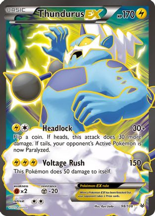 Thundurus EX (98 Full Art) (98) [XY - Roaring Skies] Holofoil - Deck Out Gaming
