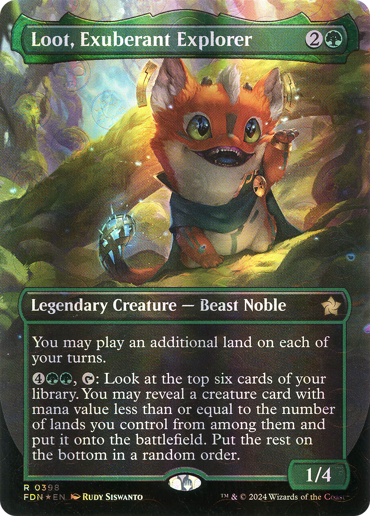 Loot, Exuberant Explorer (Borderless) (Mana Foil) (398) [Foundations] foil - Deck Out Gaming