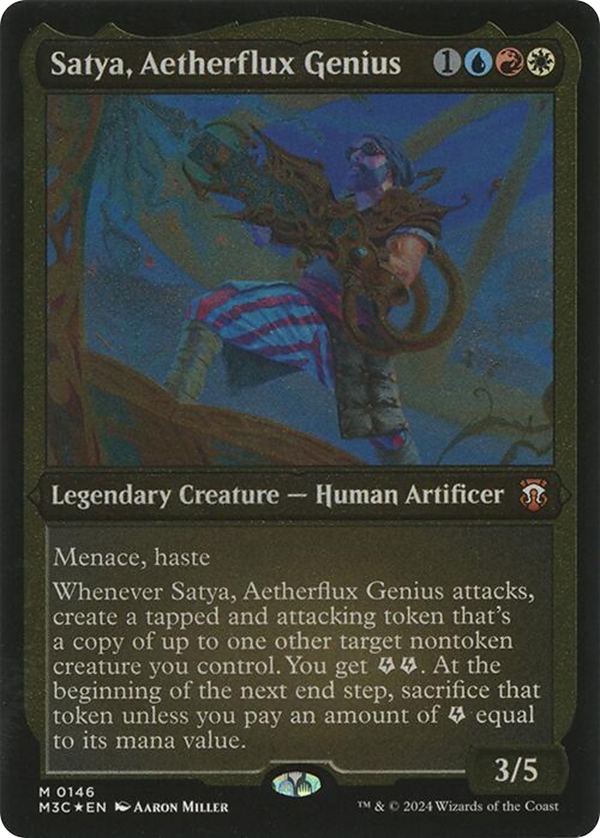 Satya, Aetherflux Genius (Display Commander) - Thick Stock (146) [Modern Horizons 3 Commander] foil - Deck Out Gaming