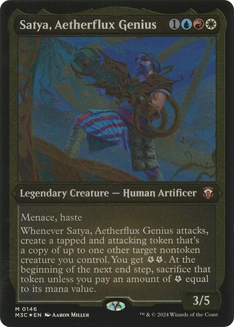 Satya, Aetherflux Genius (Display Commander) - Thick Stock (146) [Modern Horizons 3 Commander] foil - Deck Out Gaming