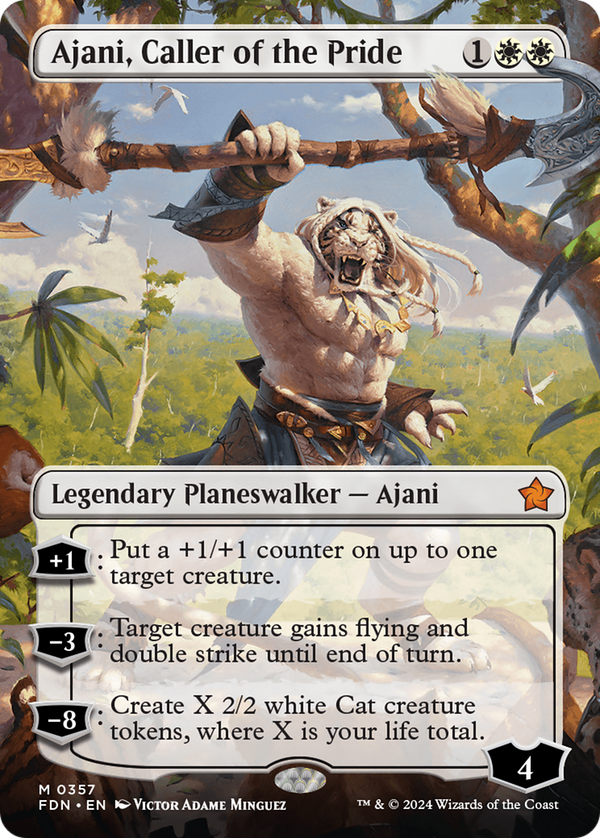 Ajani, Caller of the Pride (Borderless) (357) [Foundations] - Deck Out Gaming