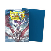 Dragon Shield Standard Size Dual Matte Sleeves - Cobalt & Silver - 100 Count - Deck Out Gaming