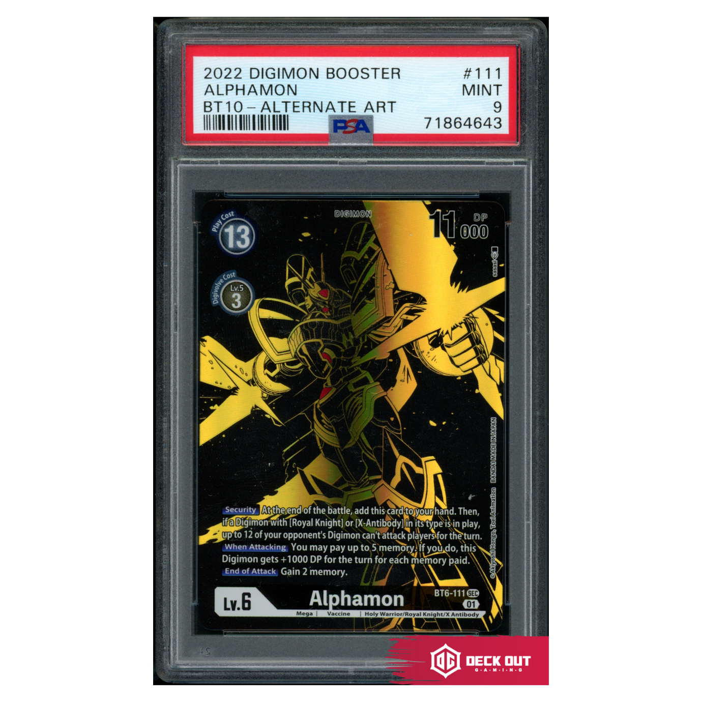 Alphamon (Gold) - BT10: Xros Encounter  - 111 - PSA 9 - 71864643 - Deck Out Gaming