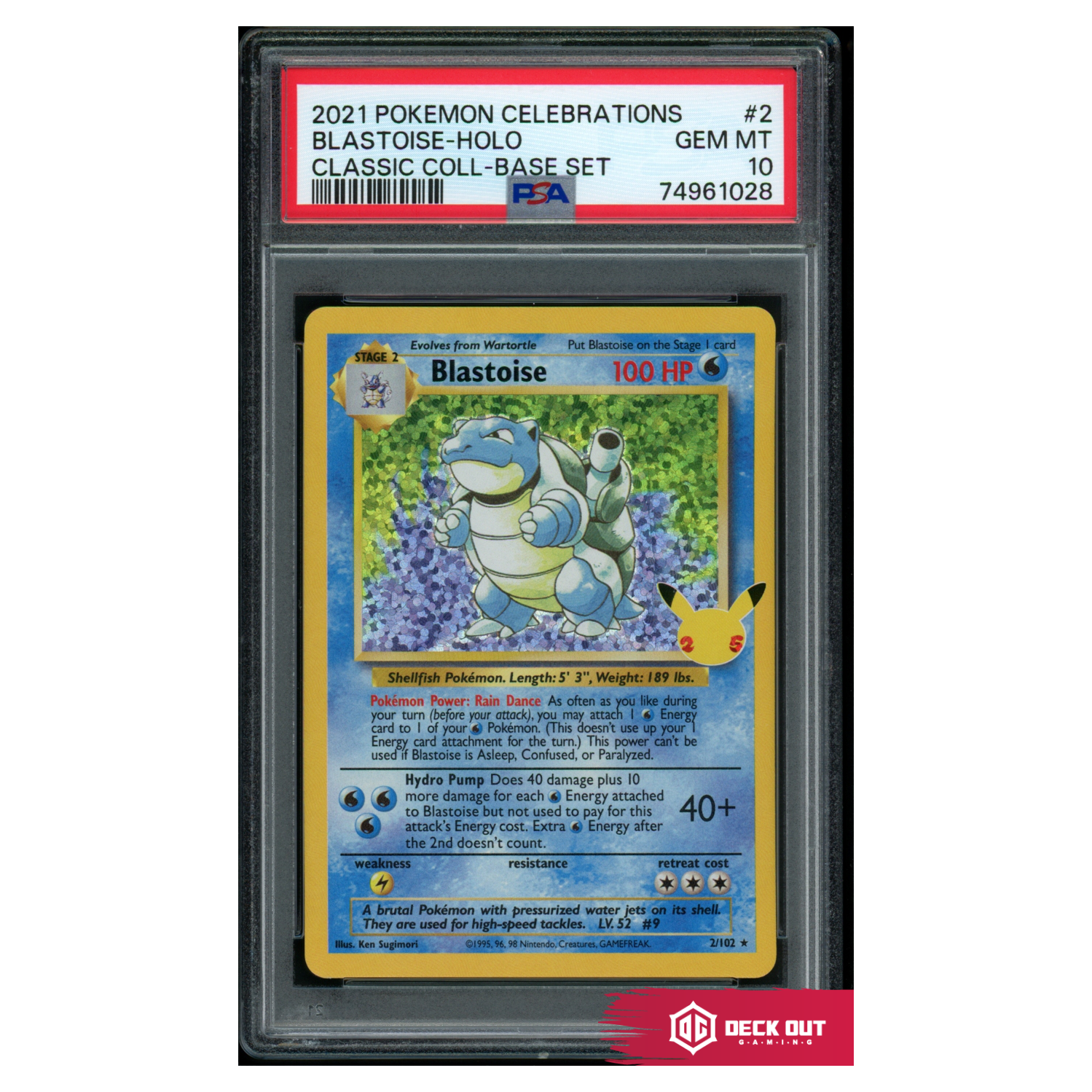 Blastoise - Celebrations Classic Collection - 2 - PSA 10 - 74961028 - Deck Out Gaming