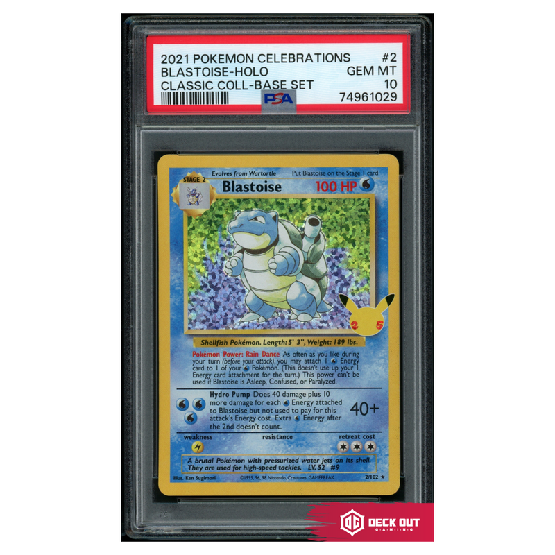 Blastoise - Celebrations Classic Collection - 2 - PSA 10 - 74961029 - Deck Out Gaming
