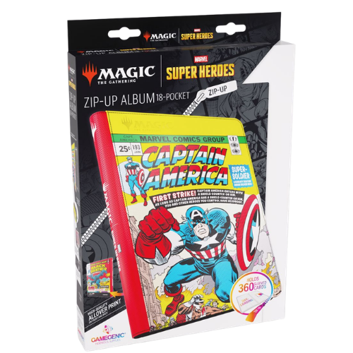Gamegenic: Zip-Up Album - MTG Marvel Super Heroes - Captain America/Black Panther - (18-Pocket Side-Loading) - Deck Out Gaming
