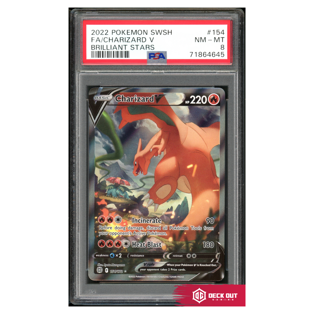 Charizard V - Brilliant Stars - 154 - PSA 8 - 71864645 - Deck Out Gaming