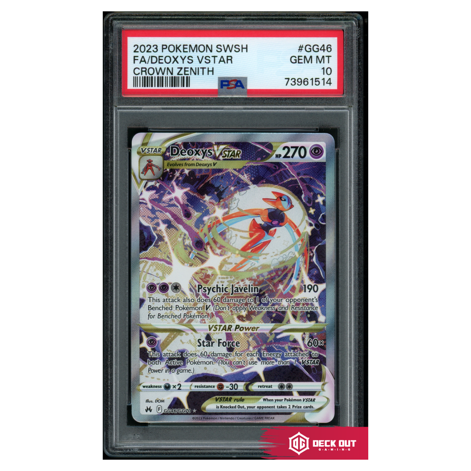 Deoxys VSTAR - Crown Zenith - GG46 - PSA 10 - 73961514 - Deck Out Gaming