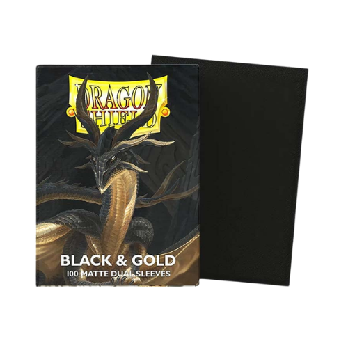 Dragon Shield Standard Size Dual Matte Sleeves - Black & Gold - 100 Count