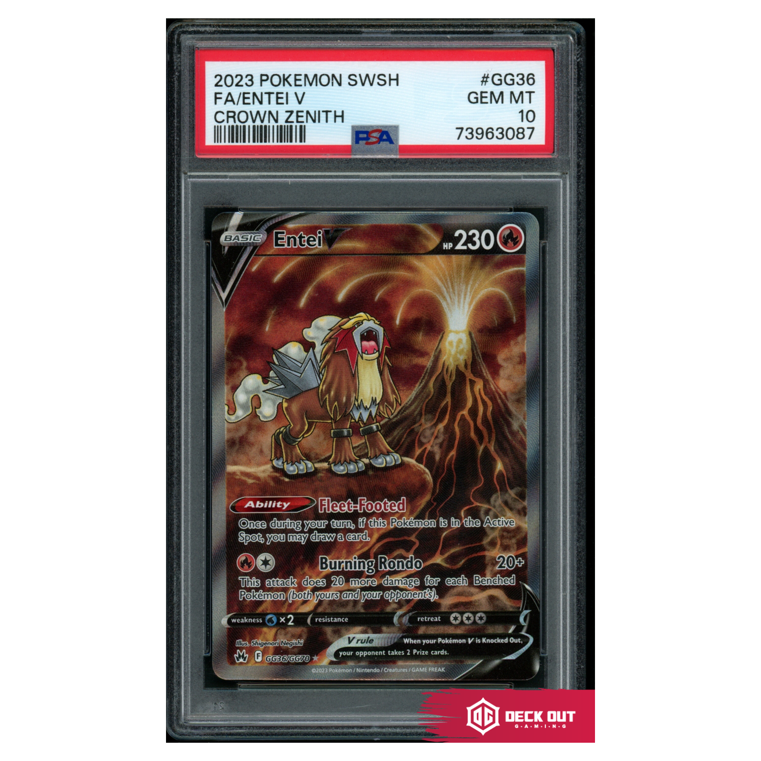 Entei V - Crown Zenith - GG36 - PSA 10 - 73963087 - Deck Out Gaming